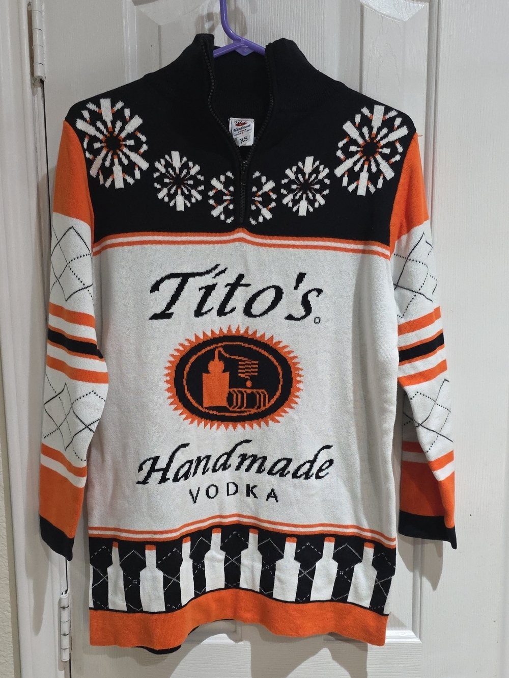 Titos Handmade Vodka Men's Orange & Black Knit Sweater Size XS